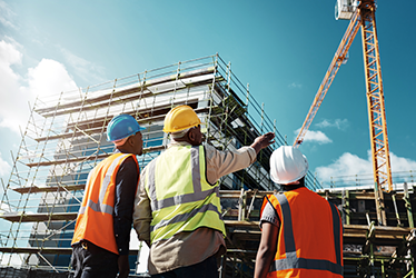 Smiling construction worker wearing hard hat