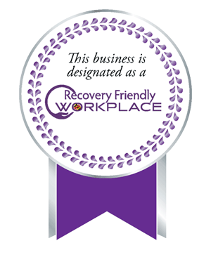 Silver Medal with the Recovery Friendly Workplace logo and the text above the logo says 'This business is designated as a'